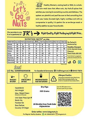 Let's Gonuts Real Wealth For Your Health Anjir Dry Figs 1kg Anjeer Raw ( Dry Fruit Afghani Anjira Anjura ) ( 2 Packs of Each 500g )