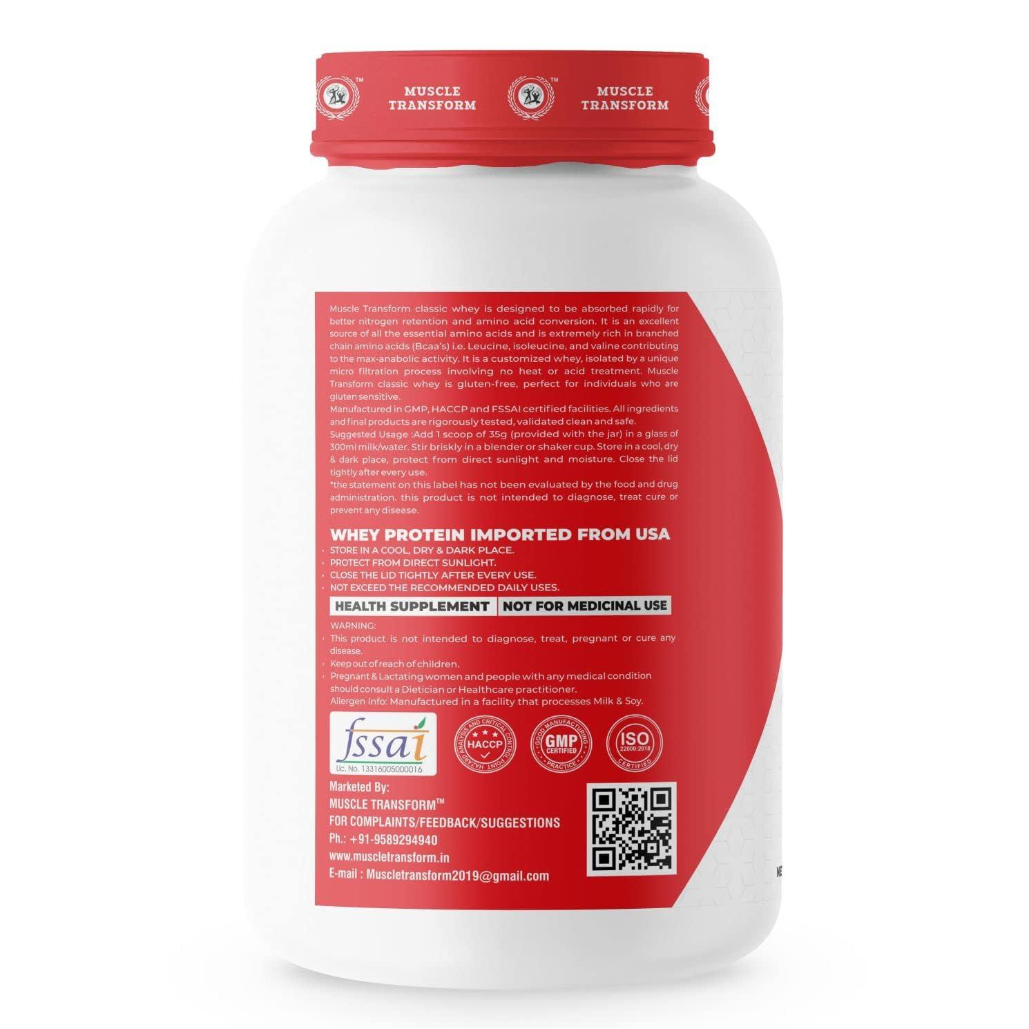 MUSCLE TRANSFORM MUSCLE TRANSFORM CLASSIC WHEY PROTEIN WITH 25GMS OF PROTEIN PER SERVING | MUSCLE GAIN | STRENGTH | MUSCLE RECOVERY (IRISH CHOCOLATE, 1KG)