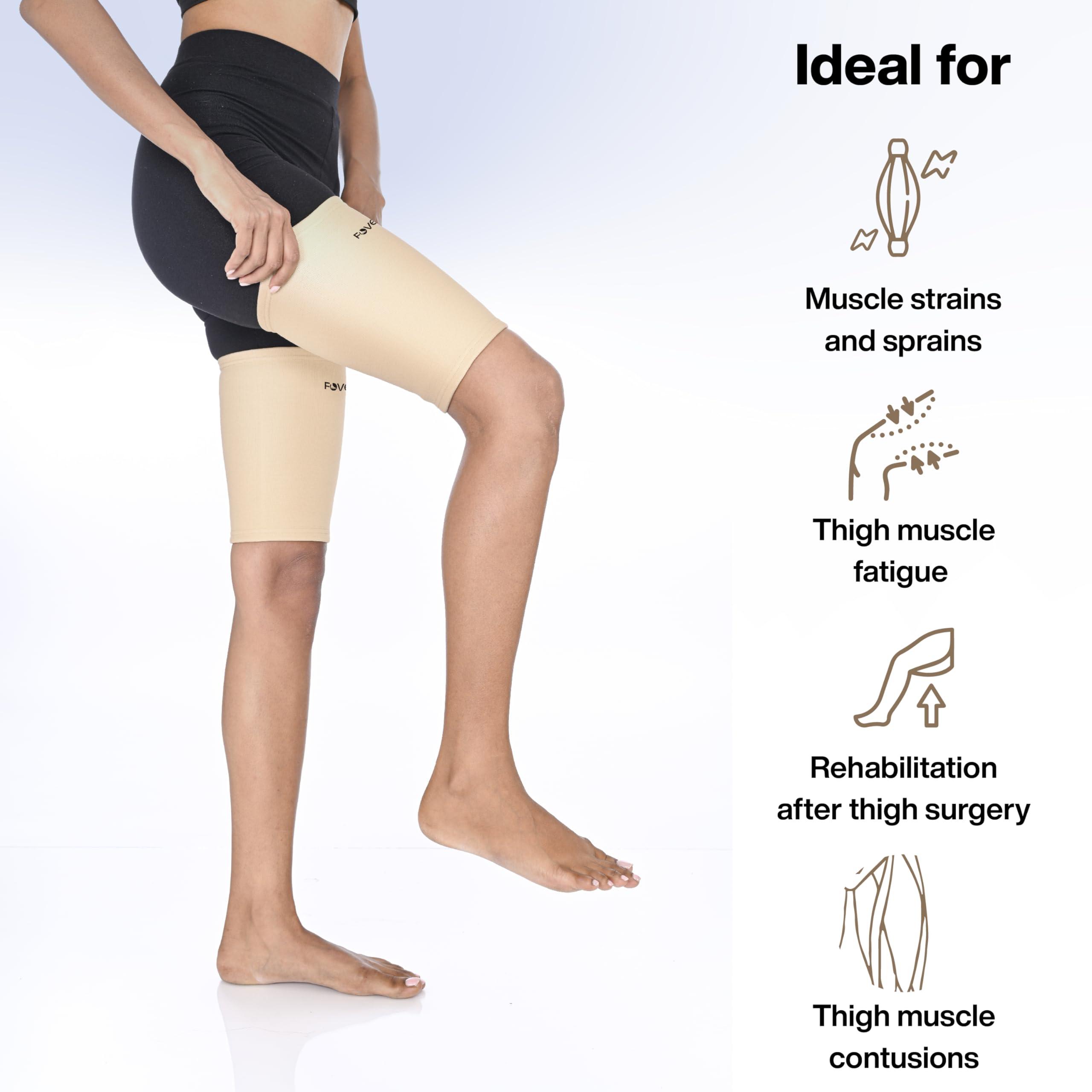 FOVERA FOVERA Thigh Support,Thigh Compression Sleeve for Quad and Hamstring Support for Men and Women (Size - S, 1 Pair)