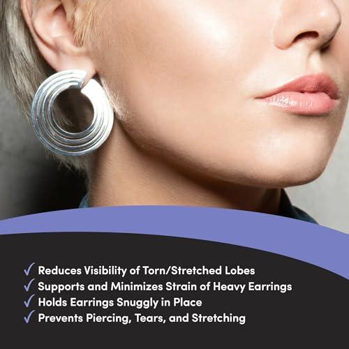 UCRAVO UCRAVO 90Ps Invisible Portable Earlobe Support Patches, Clear Earring Support tape, Earring Backs For Droopy Ears, Ear Care For Stretched Ear Lobes Makes Wearing Earrings for Women more comfortable
