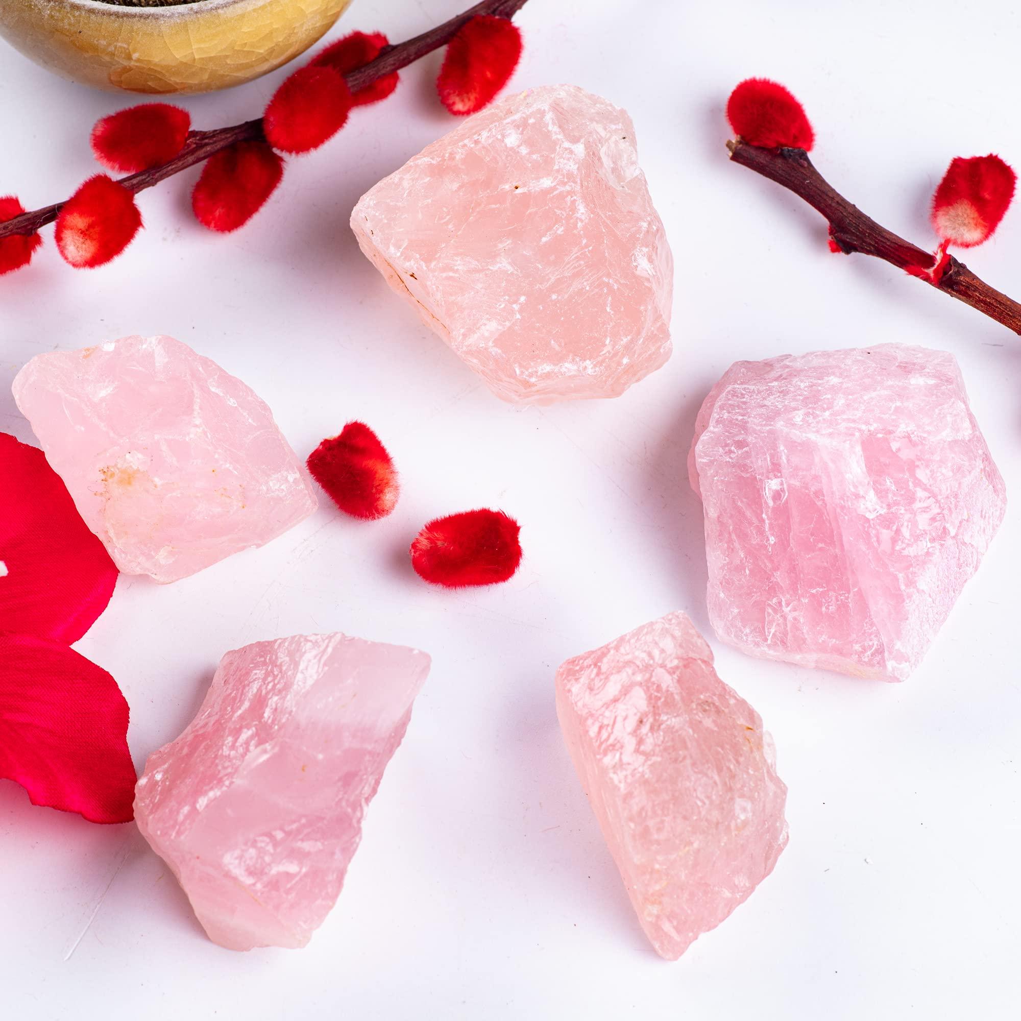 UU UNIHOM Unihom 1lb Bulk Rose Quartz Rough Stones - Large 1\" Natural Raw Stones Crystal for Tumbling, Cabbing, Fountain Rocks, Decoration, Polishing, Wire Wrapping, Wicca & Reiki Healing Crystals
