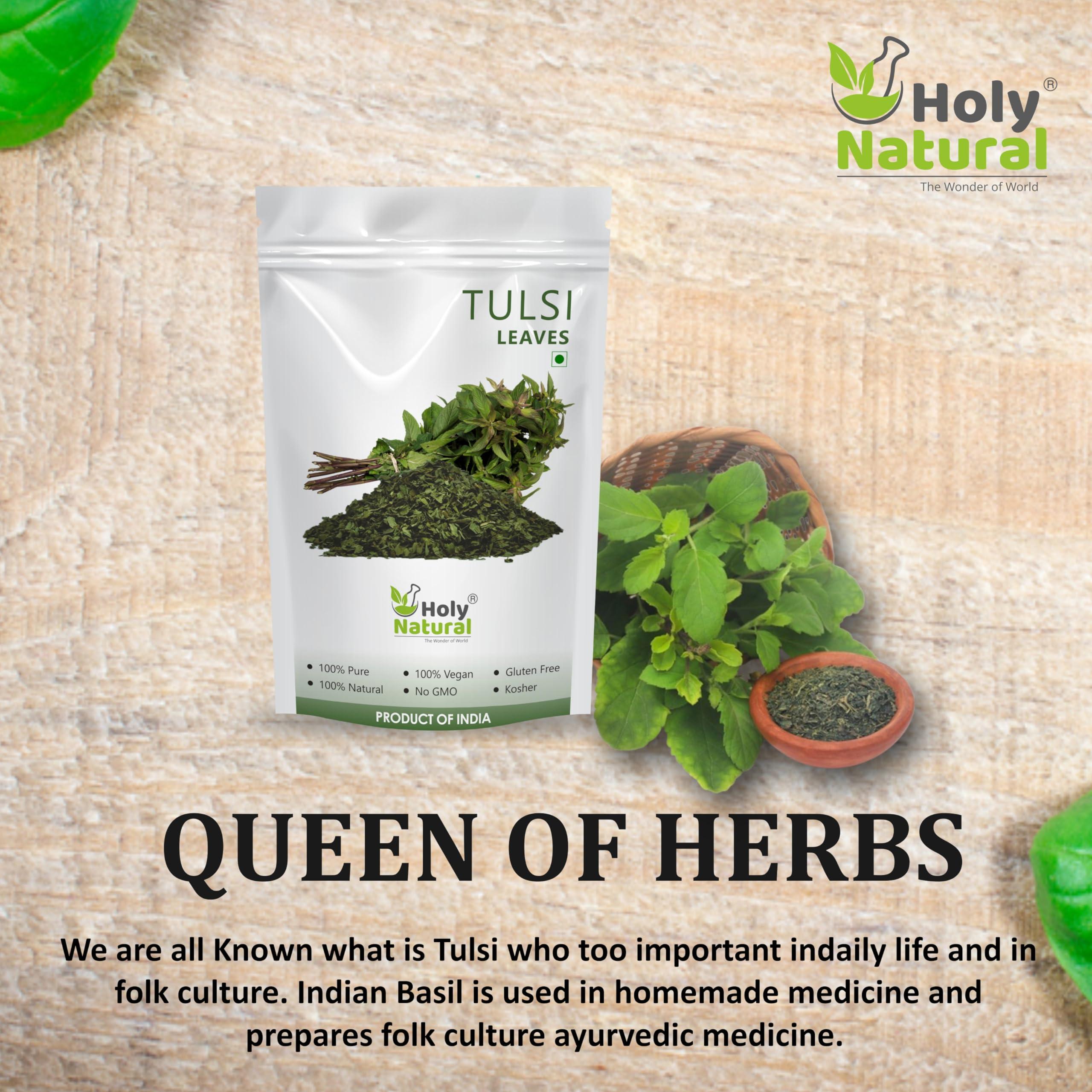 Holy Natural - The Wonder of World Holy Natural Tulsi Leaves 200 Gm | Queen of Herbs | Dried Tulsi Leaves, Dried Tulsi Buds | Tulsi leaves also called Holy Basil (Ocimum tenuiflorum), tulasi, and Indian Basil