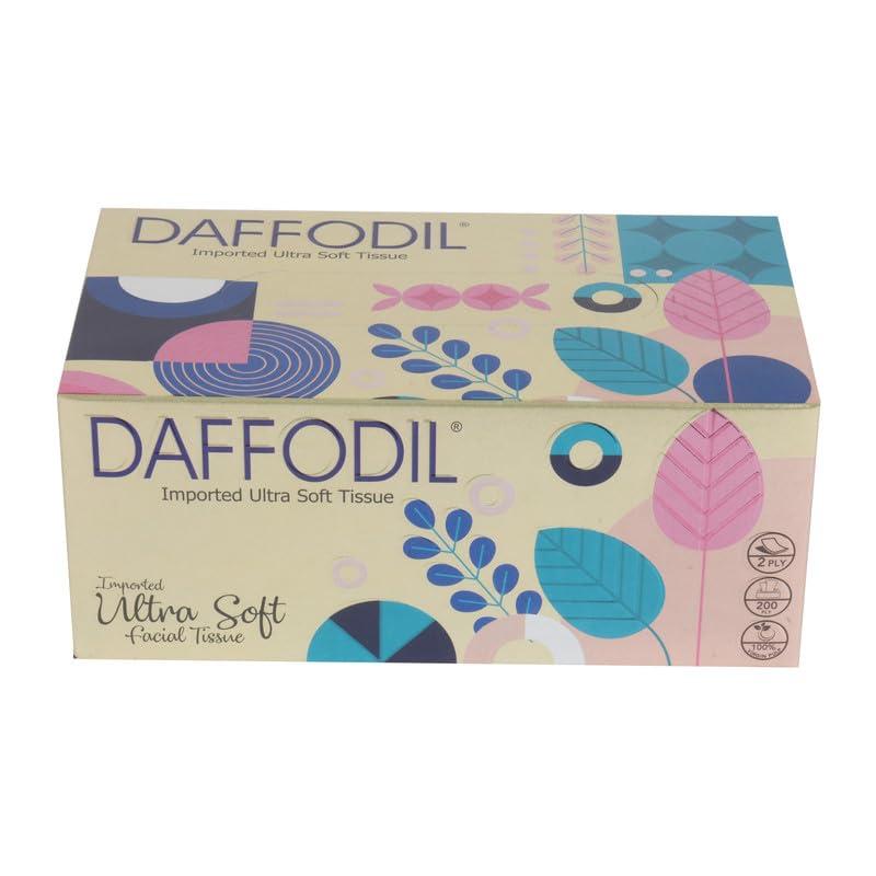 DAFFODIL DAFFODIL 2Ply Facial Tissue Carton Soft and Durable Tissue Papers for Car, Convenient for Home or Car Use Tissue Paper, Pack of 3 Boxes (200 Pulls/Box) Total 600 Pulls, 1200 Sheets