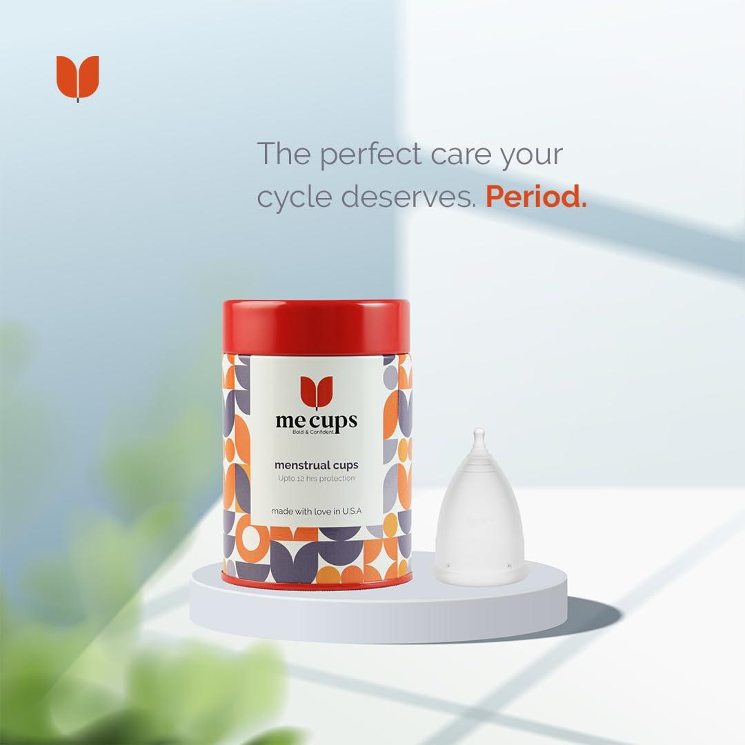 Me Cups Bold & Confident Me Cups Bold & Confident Reusable Menstrual Cup For Women Made in U.S.A - With Cotton Pouch, Ultra Soft, Odour and Rash Free, Leakage Proof, Protection for Up to 12 Hours (MID-MEDIUM)