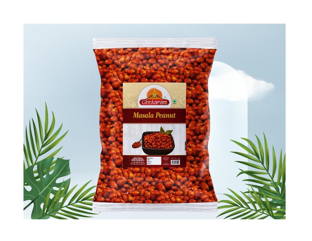 GHOTARAM Ghotaram Peanut - Salted Masala Moongfali | Nut Cracker Namkeen Snack | Sing - Masala Peanuts Fried Spicy Mungfali | Kutchi Bhachau Dabeli Special Singdana Healthy Namkeen-1Kg*1Pack