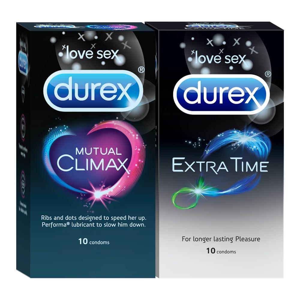 Durex Durex Mutual Climax Condoms - 10 Count & Durex Condoms, Extra Time - 10 Count
