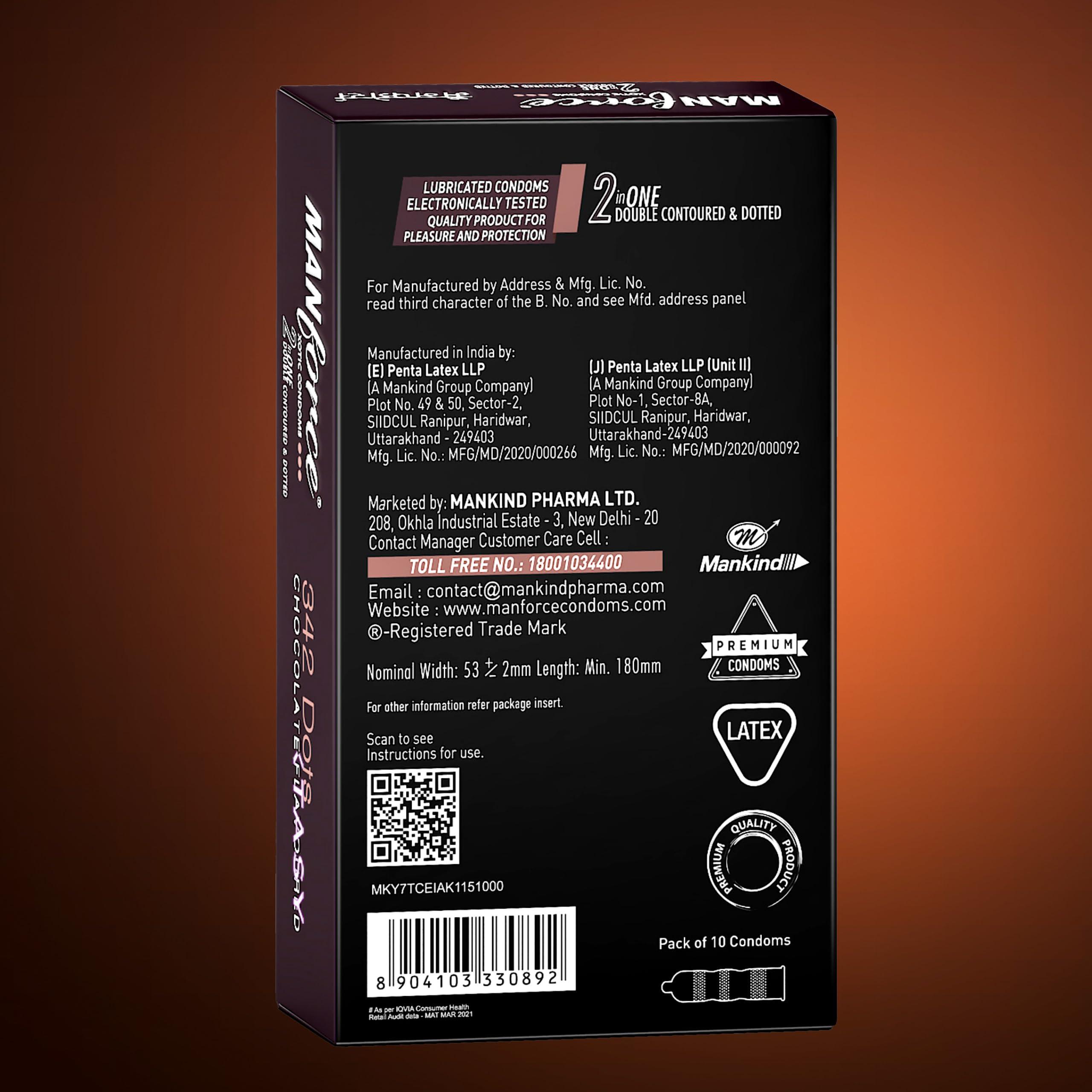 Manforce Manforce Xotic Chocolate Flavoured Condoms for Men | 30 pcs | Dotted, Contoured, & Lubricated Latex Condoms | For Enhanced Pleasure of Both | Indias No. 1* Condom Brand for Safe Sex