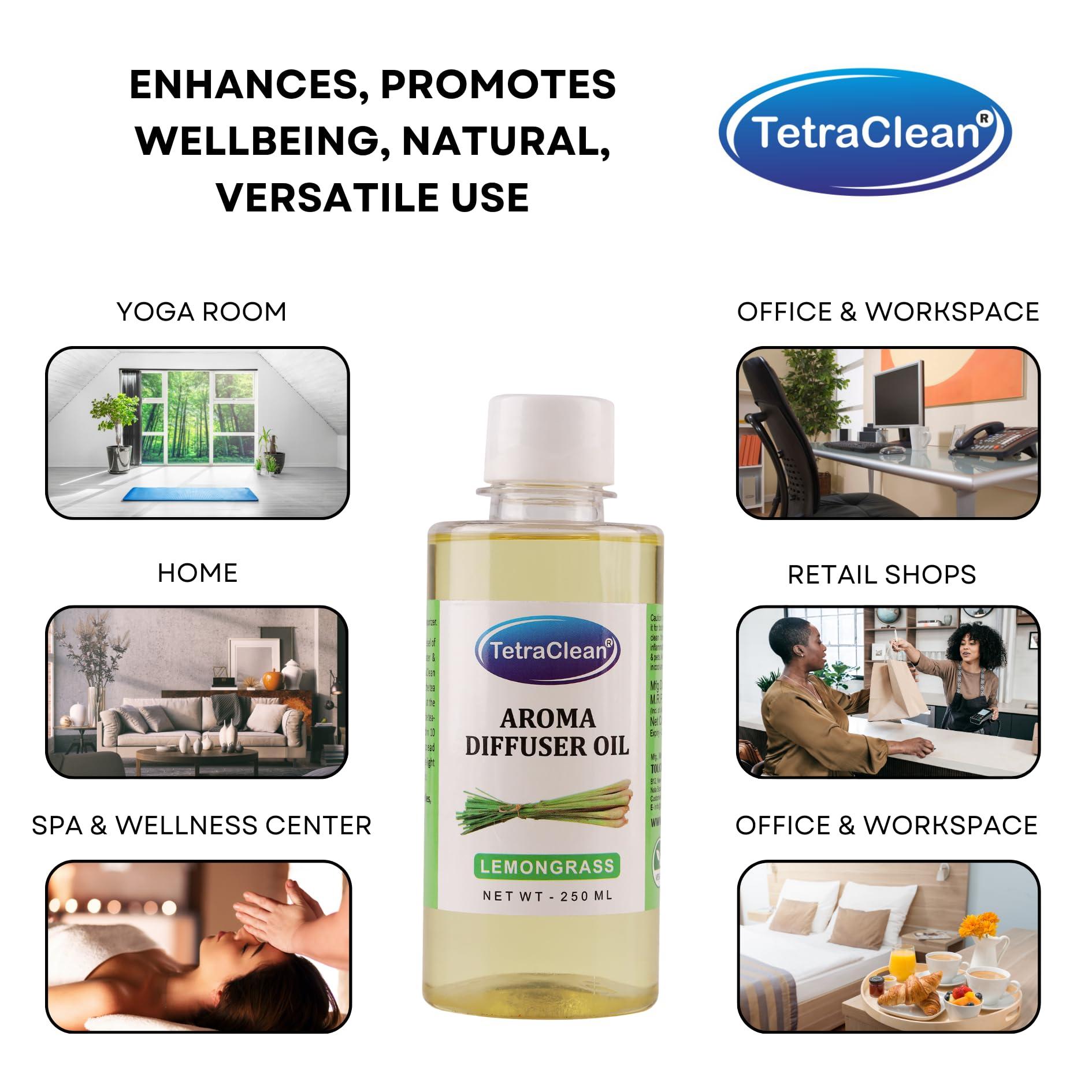 Tetraclean Tetraclean Lemon Grass Fragrance Aroma Diffuser Oil | For Home & Commercial Use, (250 ML)