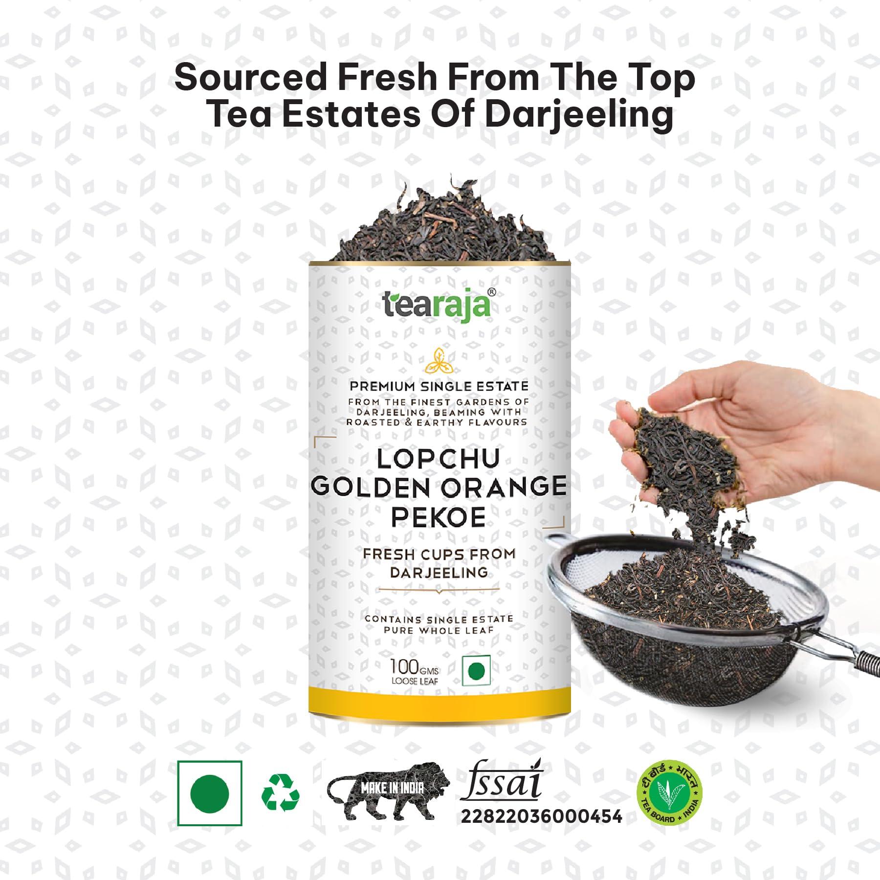 TeaRaja Tearaja Lopchu Golden Orange Pekoe Darjeeling Leaf Tea, 100g