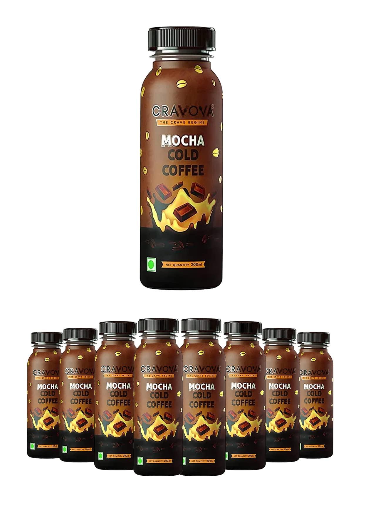 CRAVOVA - THE CRAVE BEGINS CRAVOVA |THE CRAVE BEGINS | Mocha Cold Coffee | 200 ml Bottel (Pack of 8)