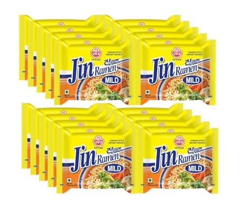 Ottogi Ottogi Jin Ramen Korean Style Vegetarian Instant Noodles, Mild Flavor 120 Gram, Pack Of 20 (Product Of Korea)
