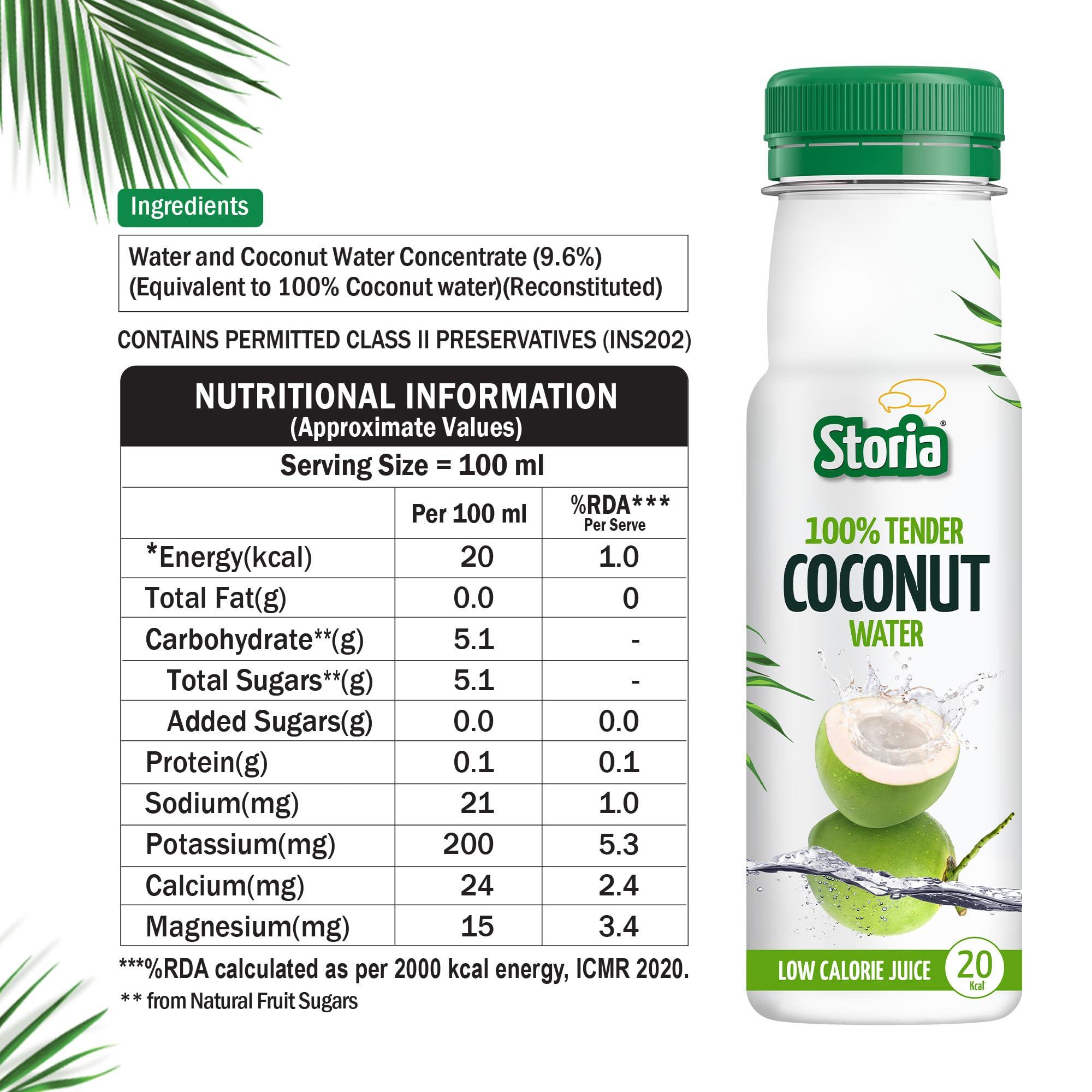 Storia Storia 100% Tender Coconut Water, No Added Sugar, No Added Flavours - 200ml PET (Pack of 30)