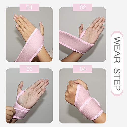 Gulf W Gulf W Wrist Support Brace, Adjustable Wrist Strap Reversible Wrist Brace for Sports Protecting/Tendonitis Pain Relief/Carpal Tunnel/Arthritis/Injury Recovery, Right&Left Hand Available (Pink)