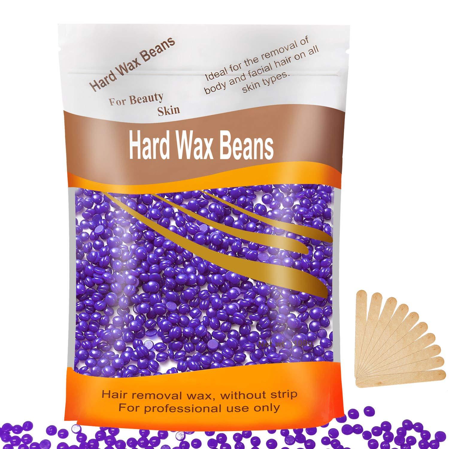 Yovanpur Yovanpur Women Hair Removal Hard Wax Beans Hard Body Wax Beans For Facial Arm Legs 300G/Bag With 10Pcs Wax Spatulas (Lavender)