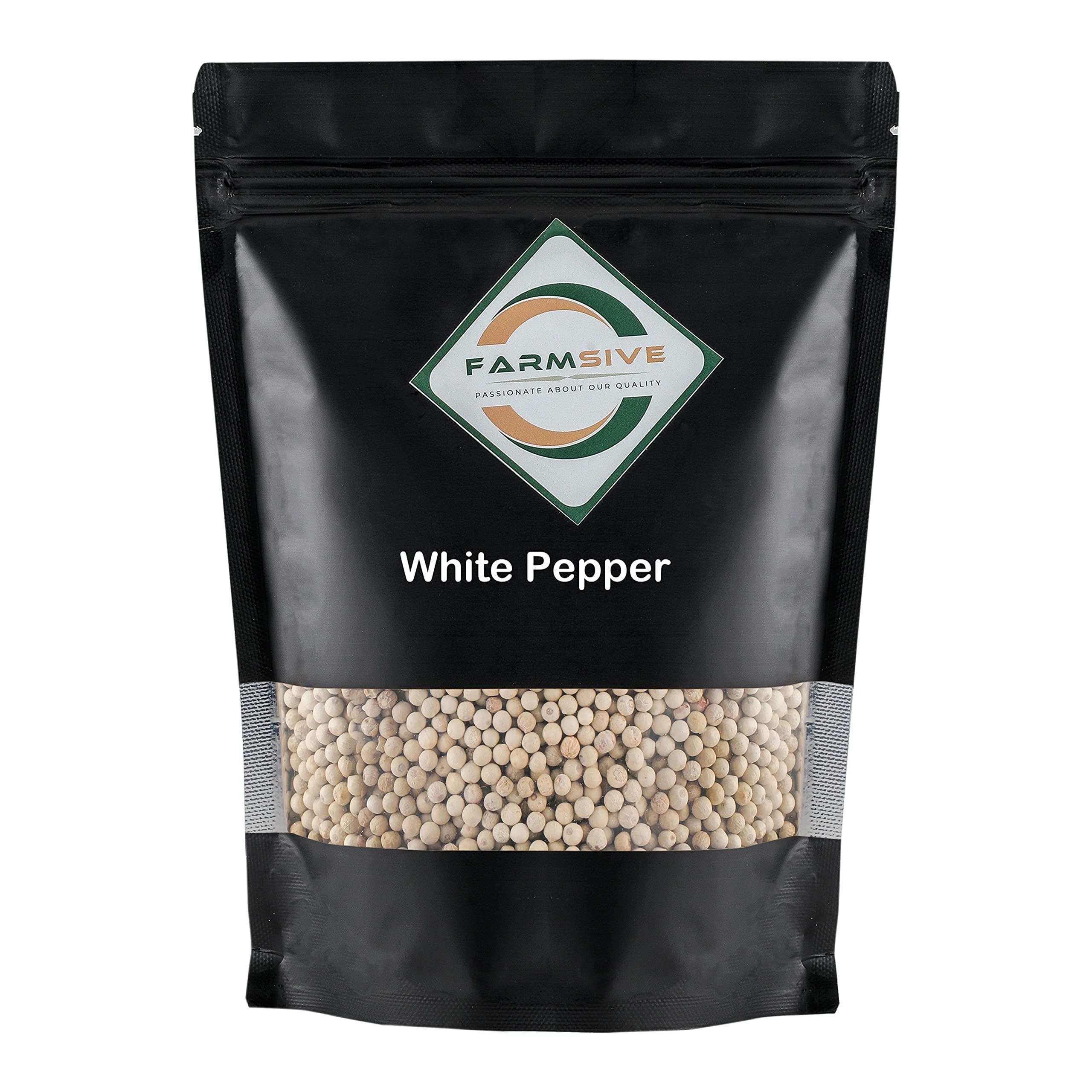 Farmsive Farmsive Organic White Pepper, Pepper Corn, White Mirch, Dakhni Mirch, Safed Mirch Sabut, 900 g