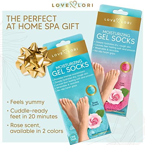 LOVE, LORI Moisturizing Socks & Gel Socks for Dry Cracked Feet Women by Love Lori - Foot Moisturizer Socks & Reusable Lotion Socks for Cracked Heel Repair - Stocking Stuffers for Women, Fits up to Women Size 8.5