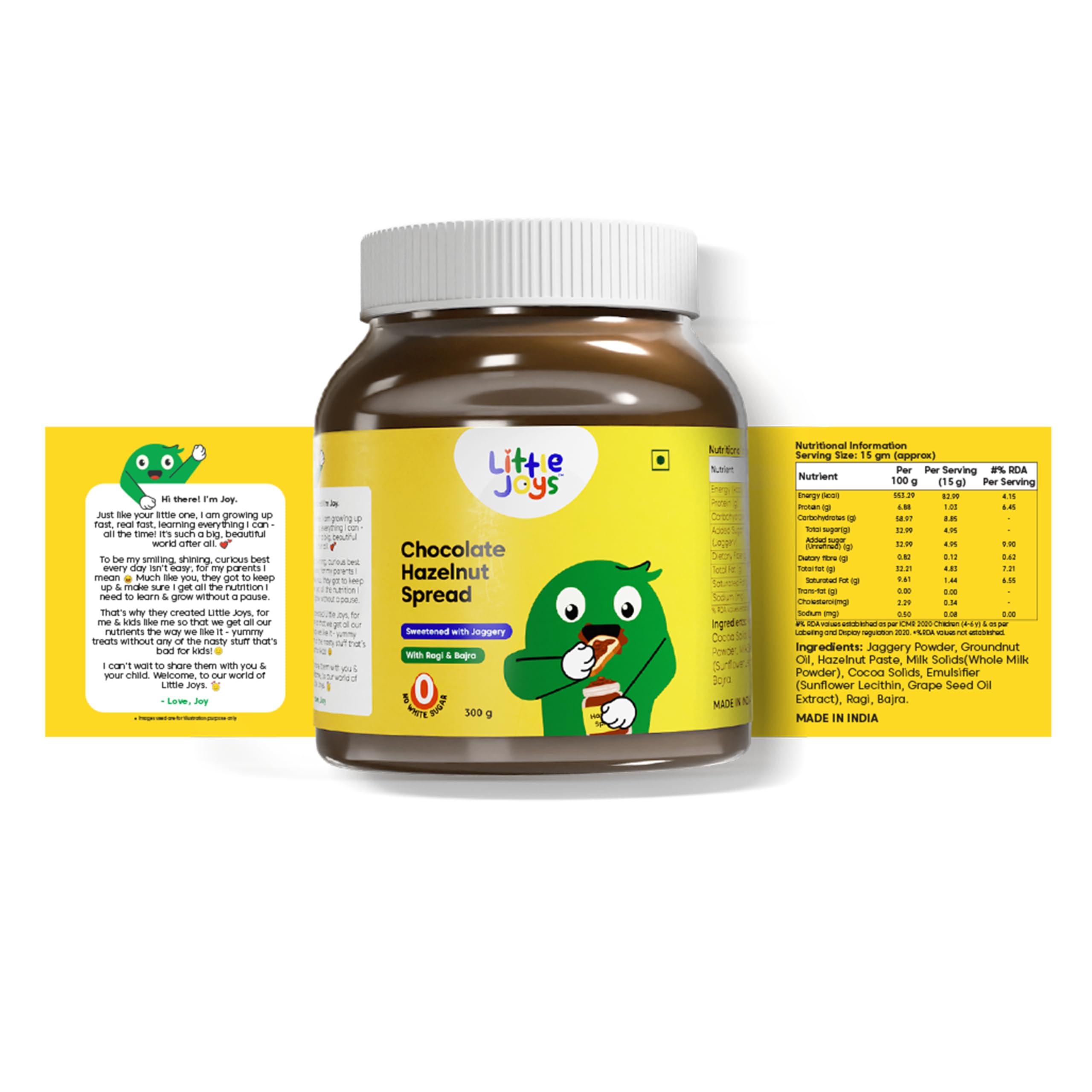 Little Joys Little Joys Chocolate Spread for Kids | Sweetened with Jaggery | With Rich Hazelnut, Cocoa, Ragi & Bajra | No Refined Sugar, No Palm Oil, No Preservatives | 300g