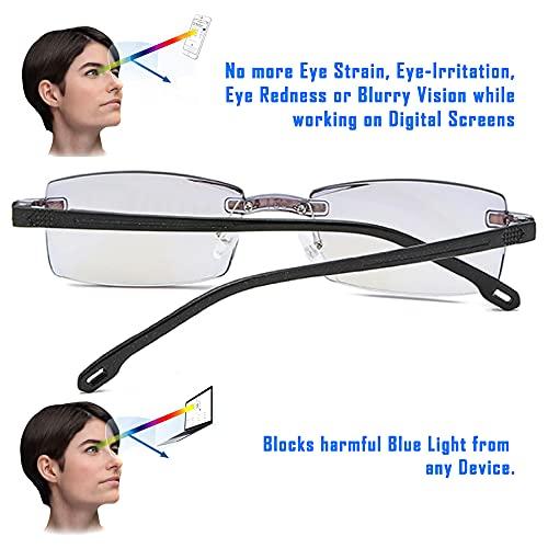 AUGEN AUGEN Blue Block Rimless Reading Glasses Gold Clear Unisex Free Size Power (+3.00, Pack Of 3)