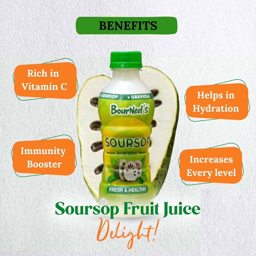 BourNeel's BourNeel\'s Soursop Fruit Juice 250ml Pack of 1 | Immunity Booster | Natural & Healthy Graviola Laxman Phal Fruit Pulpy Juice Drink | High Vitamin C |