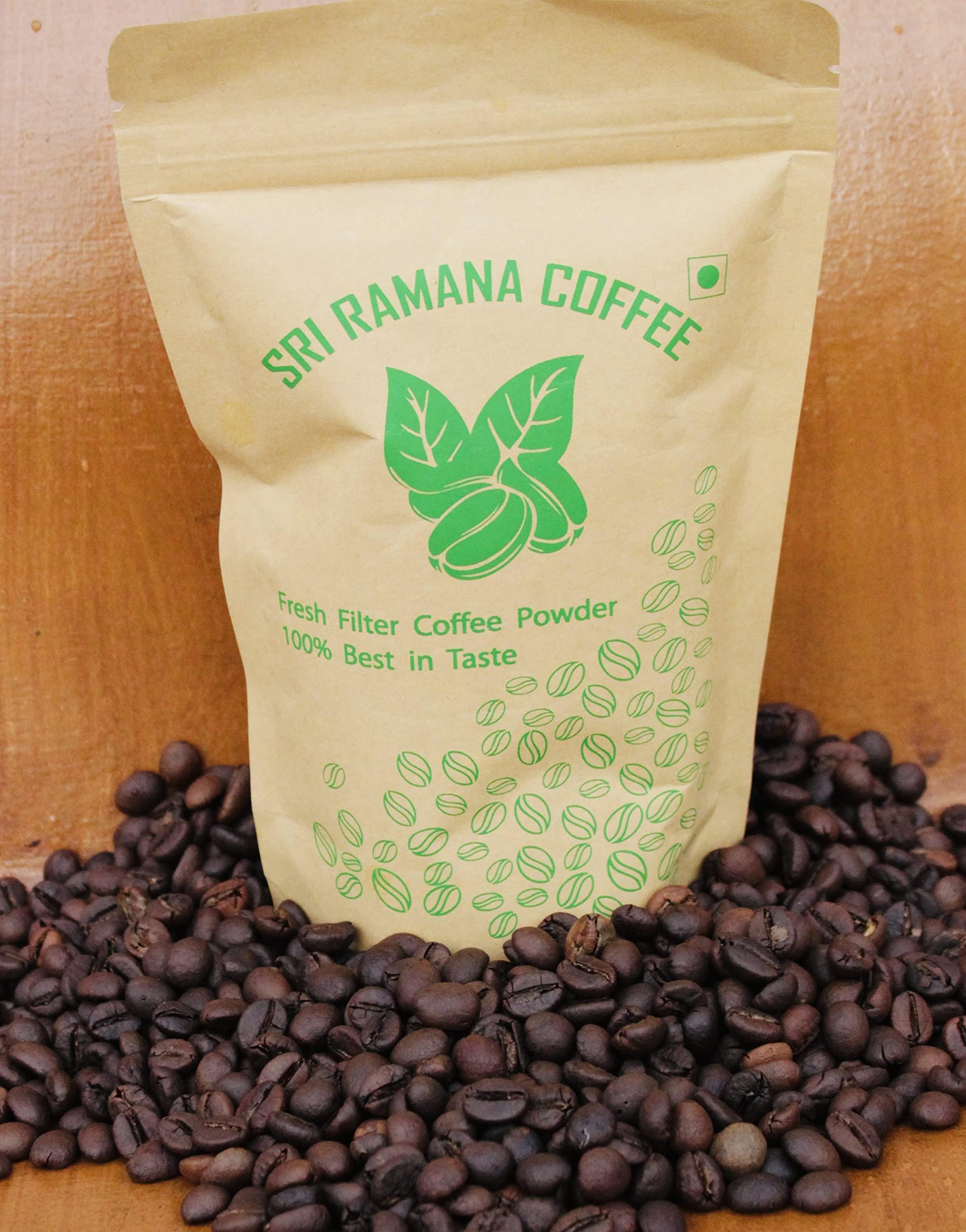 SRI RAMANA COFFEE WORKS SRI RAMANA FILTER COFFEE POWDER (80% Arabica & 20% Chicory) I We Blend for Each One's Taste I Freshly Roasted Arabica Beans Powdered once the order is placed I Not an Instant Coffee Powder