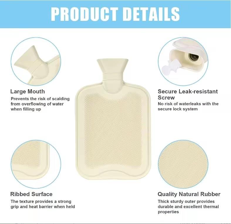 Onprix Onprix Soft Cover Hot Water Bag, Leak Proof Plush Cover Warm Water Bag Warm Hands and Feet, Period Warmth, Cute Design, Easy Water Injection Perfect for Bed, Travel, and Outdoor Use- 2 Liter