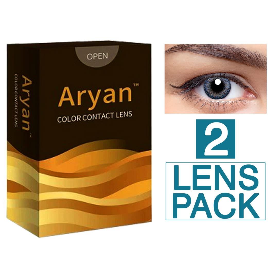 Generic Aryan Super Premium Monthly Disposable Color Contact lens most safest enthralling cosmetic lens for Men and Women 2 Pcs - Midnight Blue (-8.50)