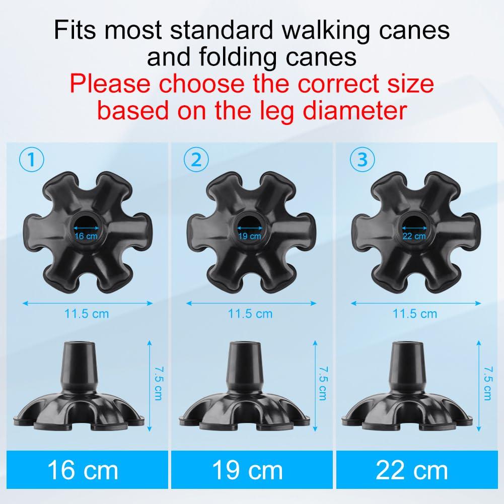 supregear supregear Cane Tip with 6 Prong, Non-Slip 6 Support Rubber Cane Tip Self Standing Replacement Cane Tip for 3/4 (0.75) Inch Diameter Standard Walking Cane Folding Cane Cane Accessory, Black