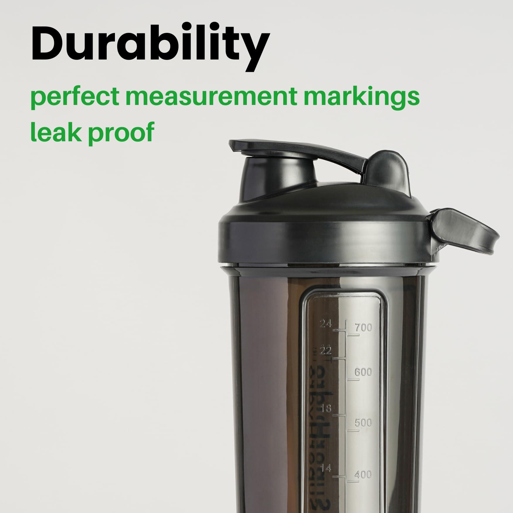 Super Hydro Super Hydro Protein Shaker Bottle [3 Pack] - 28 Oz. Shaker Blender Bottles For Protein Mixes Suitable for Mixing Protein Drinks, Water Shaker Cup for Gym, Office Travel Dishwasher Safe Reusable