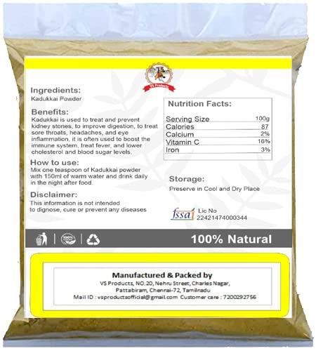 VS Products VS Products Kadukkai Powder, 450g, Haritaki Powder, Harad Powder, Terminalia Chebula,Karakkai, Black Myrobalans Powder, (pack of 4 x 100g, pack of 1 x 50g)