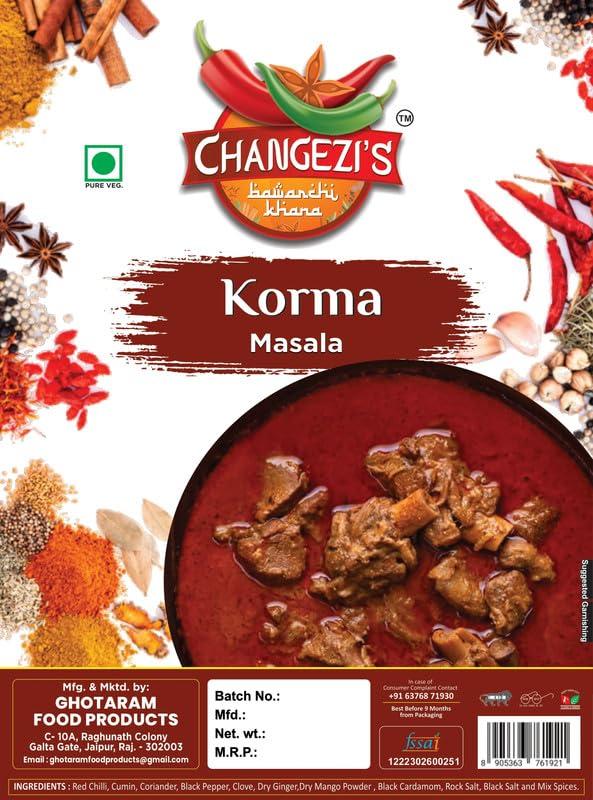 CHANGEZI\'S bawarchi khana Changezi\'s Awdhi Korma Masala, Spice Powder and Masala, No Artifical Colours | Korma | Ready to Cook Korma Masala | Qorma (Korma) Masala | Mutton Korma Masala | Chicken Korma Masala-150Gx2Pk