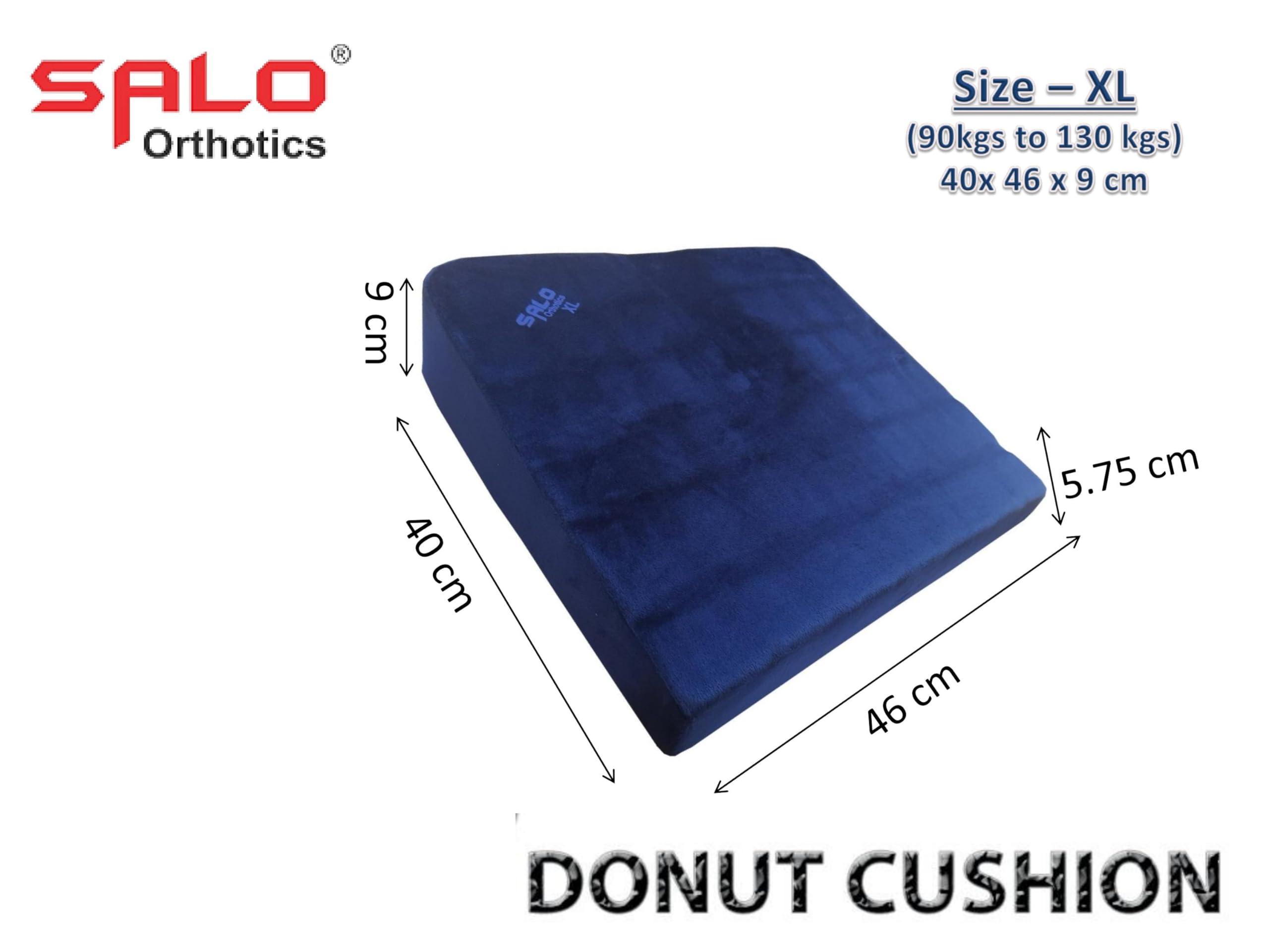 SALO ORTHOTICS SALO ORTHOTICS Donut Seat Pillow (with Covered Hole) - Useful in Maternity, Piles, Fistula, Tailbone Pain, Postpartum and Hemmorhoids (for Bodyweight Upto 125Kg Weight) | Size - XL, Color-Blue