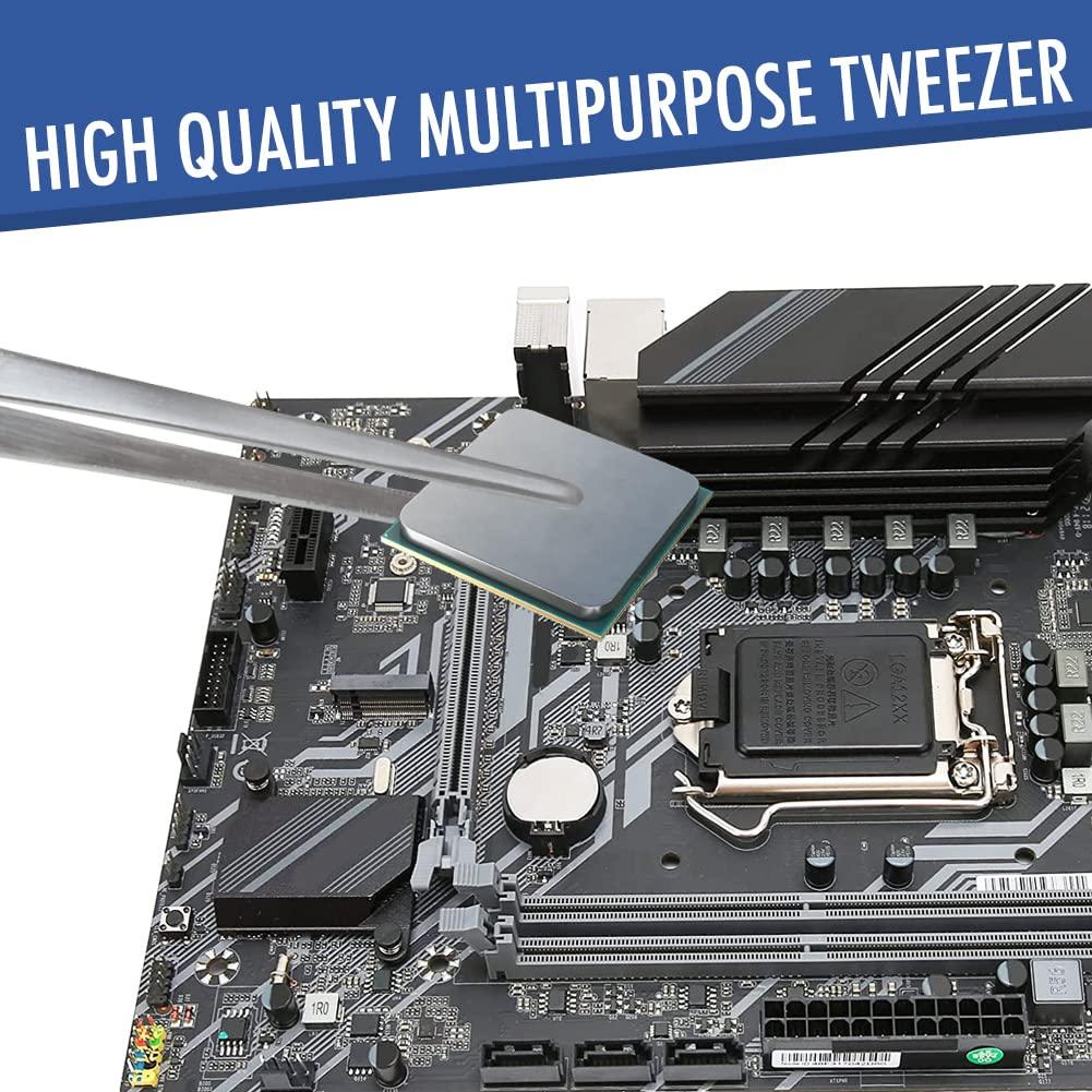 FYBREX Heavy Duty 12 inches Stainless Steel Tweezers Straight Tips All-purpose Forceps Tweezers Tongs and Comfortable Ridged Handle for Crafting Cooking Repairing General Purpose Medical and Beauty