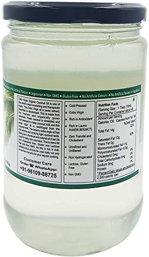 Farm Naturelle Farm Naturelle -100 % Pure Organic Extra-Virgin Cold Pressed Coconut Oil (Glass Bottle - 600 ml)