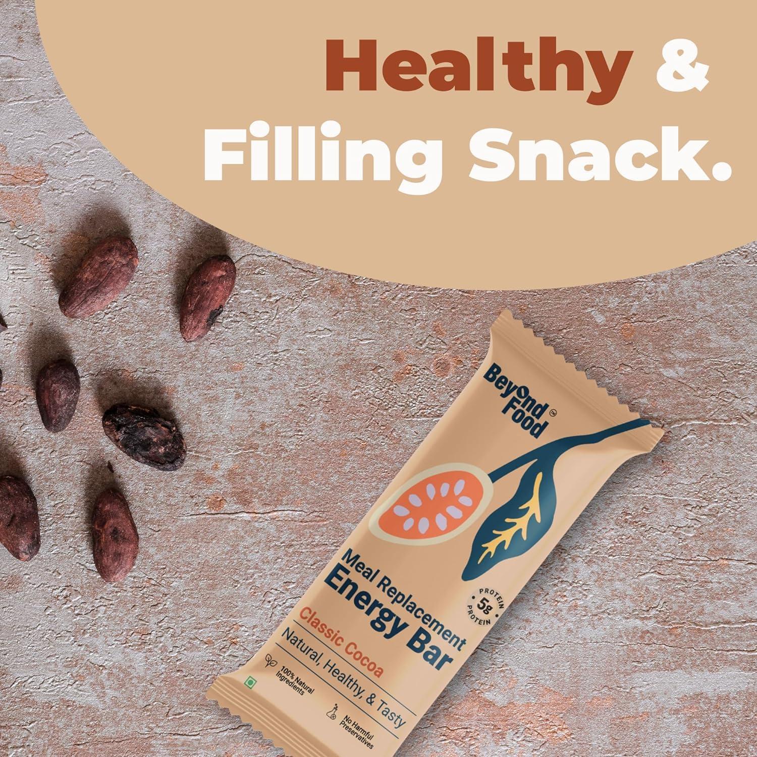 Beyond Food Beyond Food Meal Replacement Bars (Pack of 9, 220 Kcal Each) | 5g Rich Protein | No Added Sugar | Made with Dates, Nuts, Seeds & Dry Fruits | Healthy Snacks for Energy & Fitness | Classic Cocoa Box