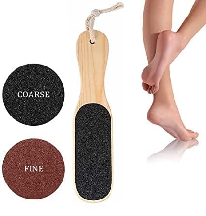 J & F Double-Sided Foot File – Smoother Feet and Callus Remover for Men and Women –Wood Handle