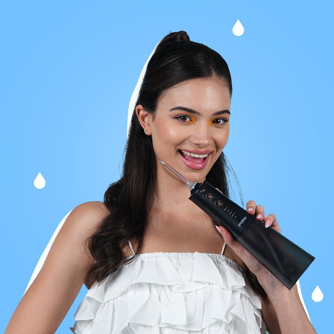 Perfora Perfora Smart Water Dental Flosser - 300ml | 2 Year Warranty | 5 Water Pressure Settings & 5 Nozzles, 1500mAh Battery | Rechargeable Dental Floss for Teeth Oral Care, IPX7 Waterproof (Black Gold)