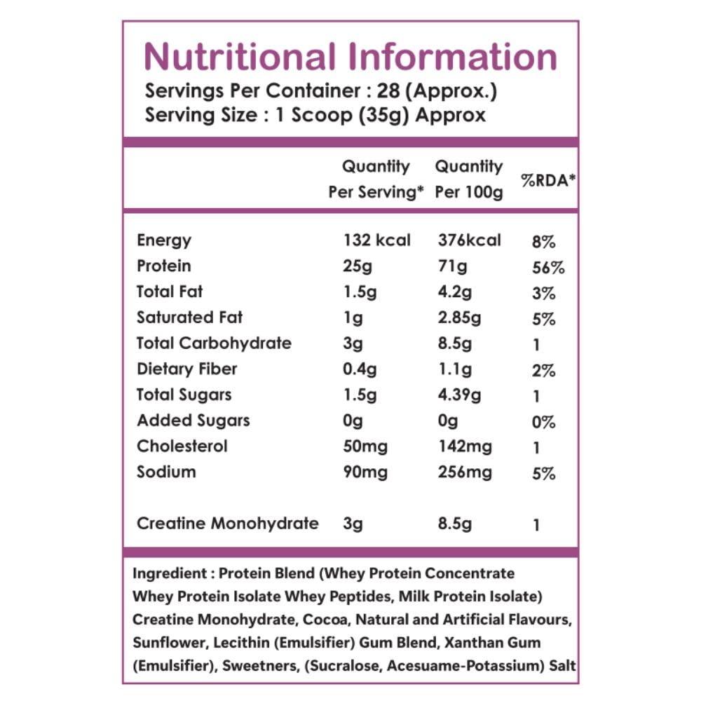 Zedon Nutrition Zedon Nutrition Nitro-Zed Whey Protein Powder, Whey Isolate & Concentrate 25g Protein, 5.8g BCAA | Muscle Gain, Strength, Recovery for Men & Women | Veg (Chocolate, 1 KG)