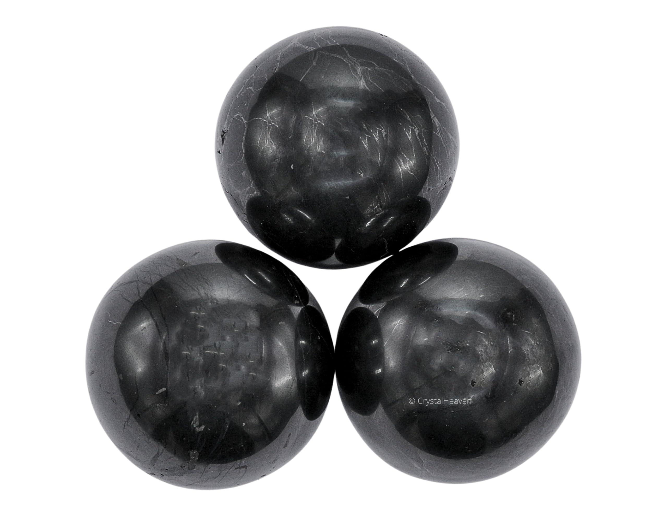 Crystal Heaven Certified Shungite Crystal Ball for Meditation - Premium Crystal Vastu Items for Home and Feng Shui Items for Good Luck - Ideal for Pooja Supplies and Spiritual Practices (2\" Inch)