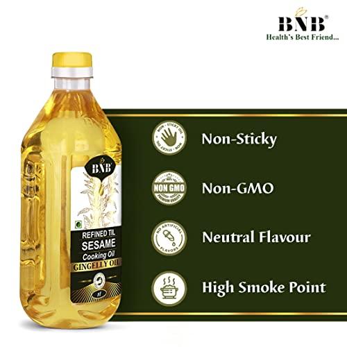 BNB BNB Refined Sesame Oil | Til Oil | Gingelly Oil | Healthy Cooking Oil |Deep Frying Oil | Daily Use| Low Trans-Fat | Non-Sticky | Neutral Flavour | 2 Litre