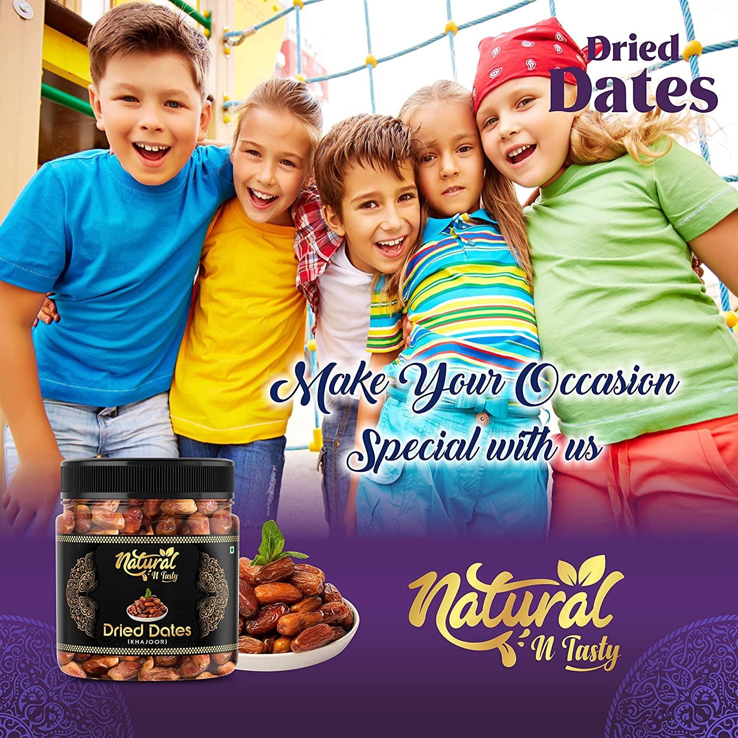 natural n Tasty natural n Tasty Whole Black Dates Rich in Iron, Fibre Vitamins Soft Khajoor Khajur Dry Fruit (Pack of 950 gram)
