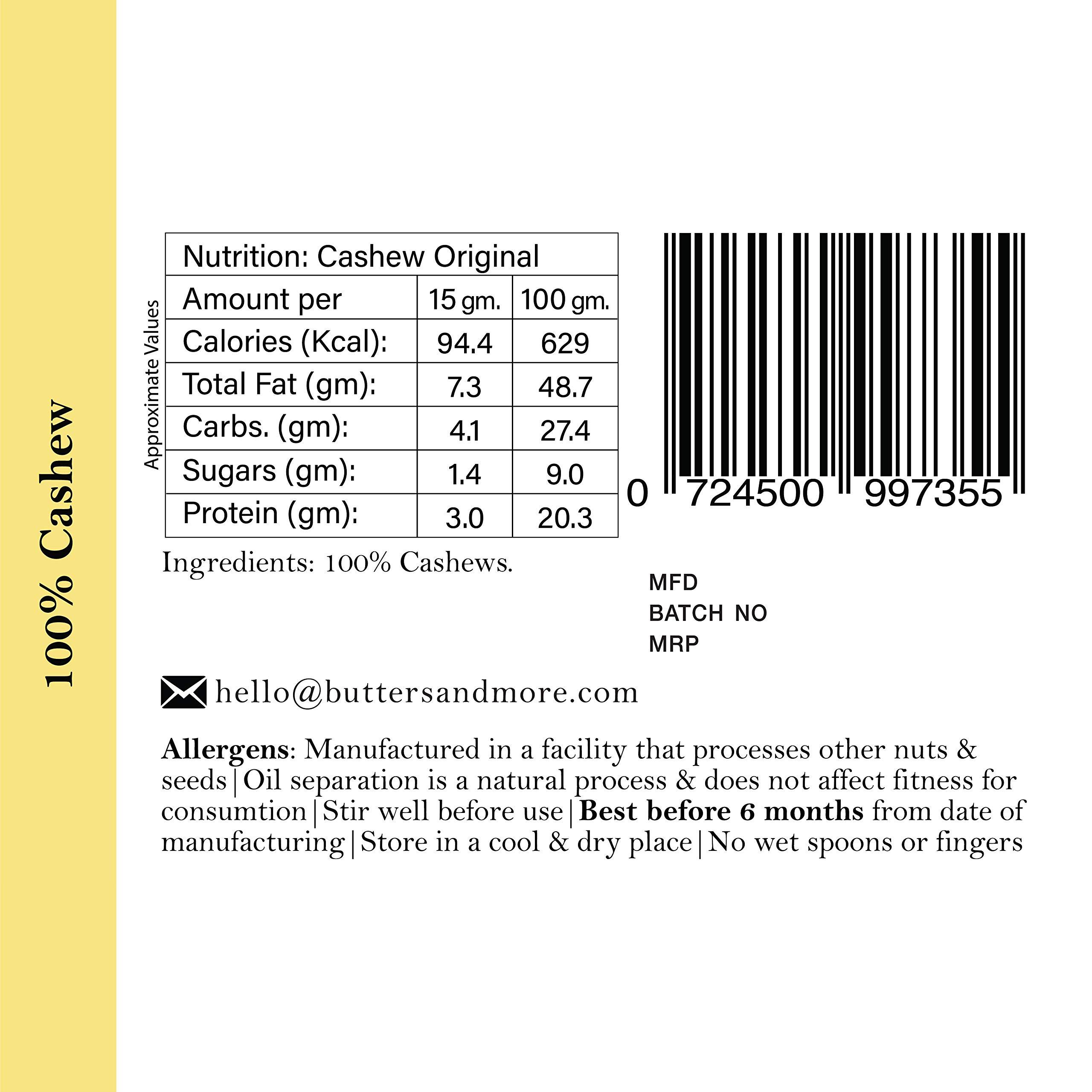Butters & More Butters & More Vegan All Natural Cashew Butter (Pack of 3x200G) Keto & Diabetic Friendly Creamy Unsweetened Nut Butter. Super Saver Pack.