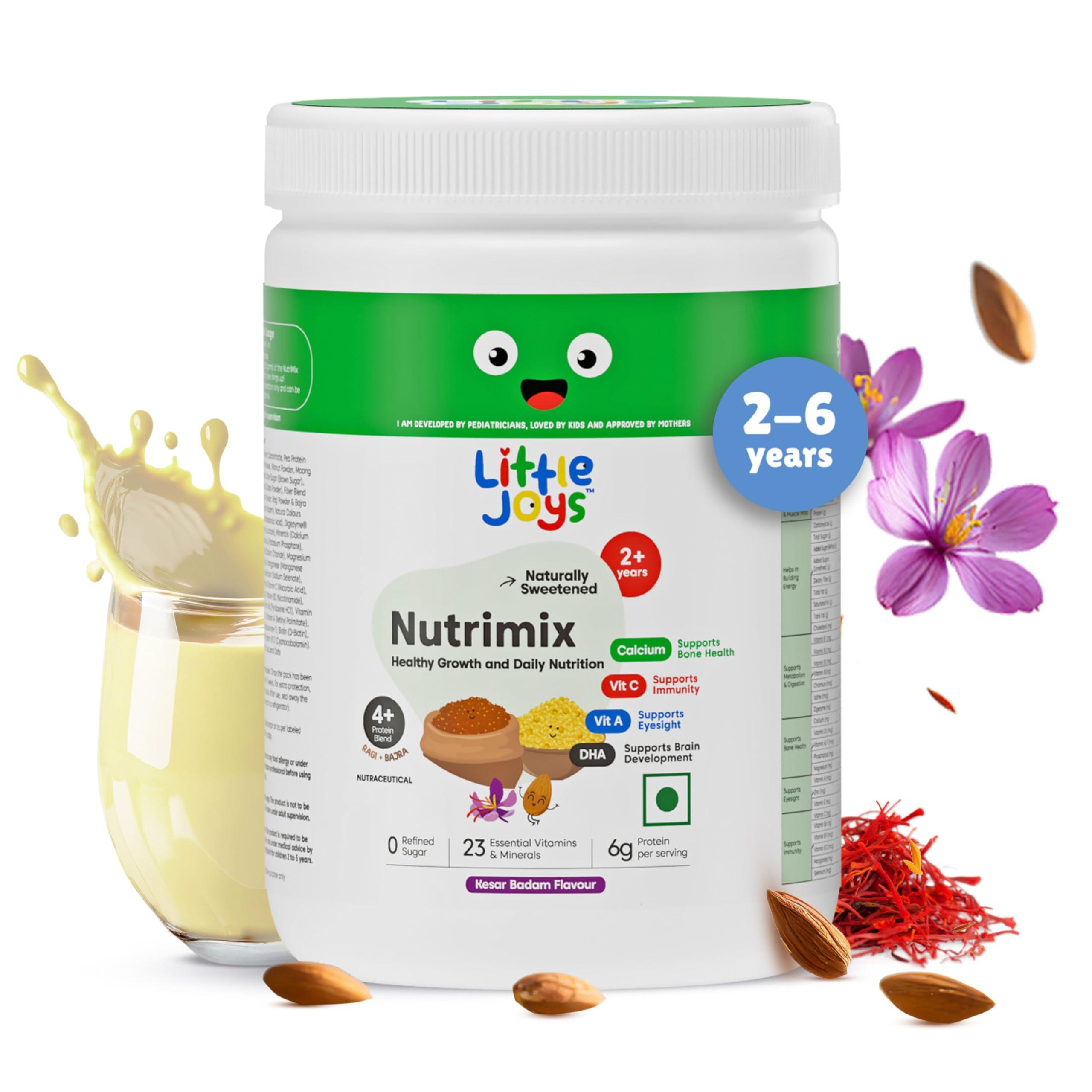 Little Joys Little Joys Nutrimix Powder (2-6 yrs) | Kesar Badam Flavour | No White Sugar | With Goodness of - Ragi, Bajra, Jaggery, Dates, Almond, Walnuts, & Oats | 100% Vegetarian