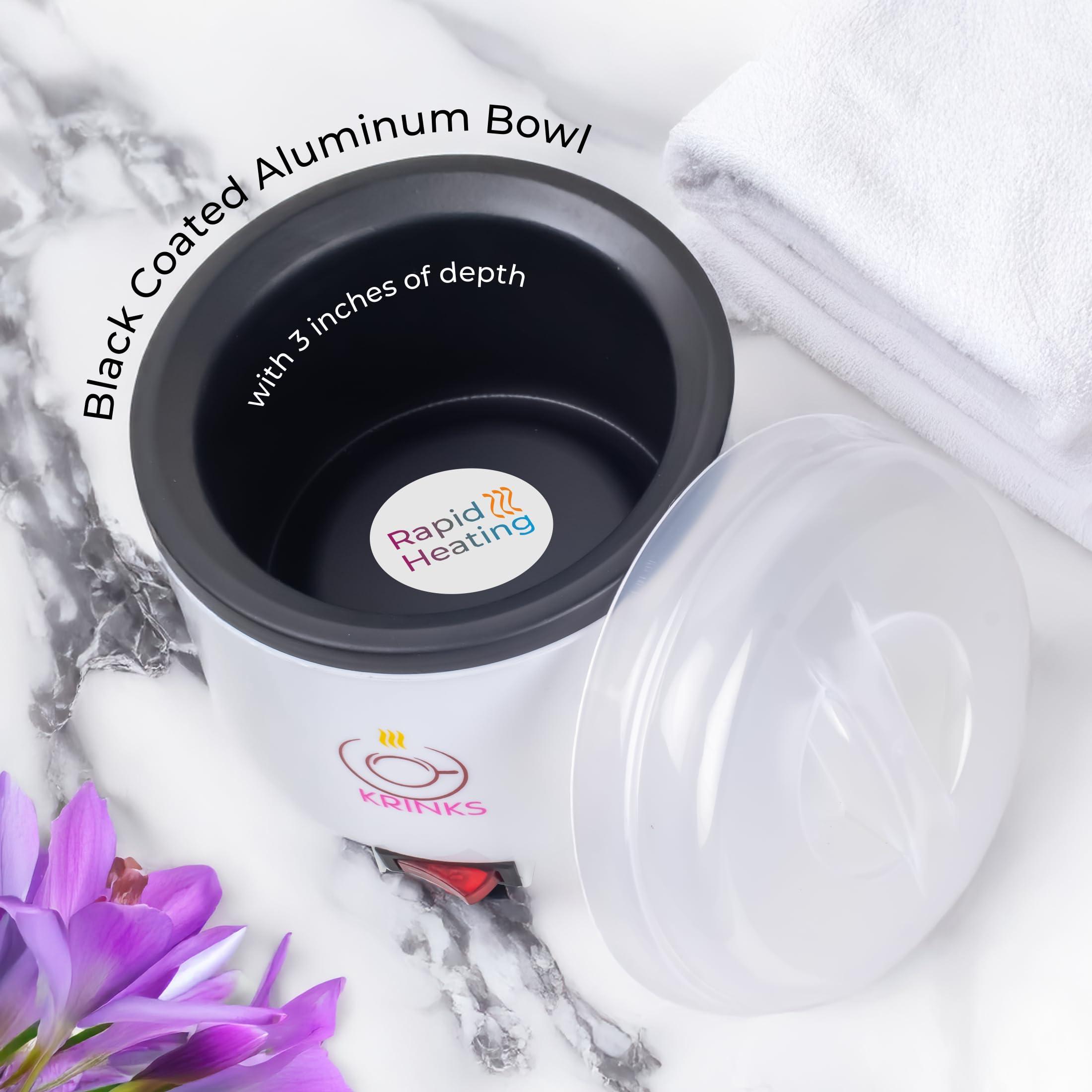 KRINKS KRINKS Wax Heater for Waxing for Women with Wax Applicator for Women | Wax Machine for Waxing | Easy to Use | Made in India | White Color, Pack of 1 Heater and 1 Spatula