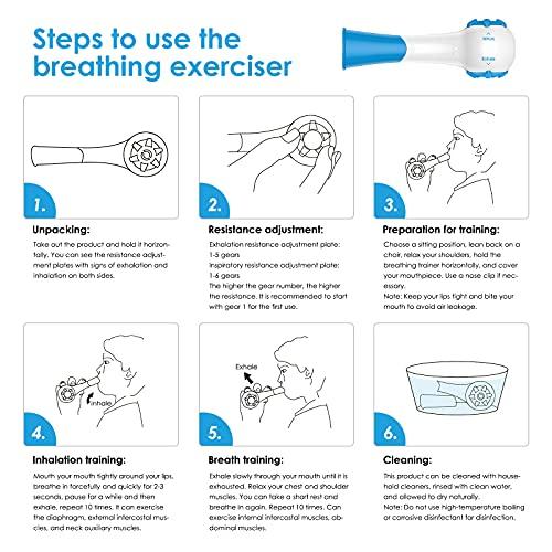 Sonmol Sonmol-Breathing Exercise Device Lung Exerciser Respiratory Trainer for Respiratory Therapy, Inspiratory Exhalation Volume Exerciser for Lung Health and COPD Support
