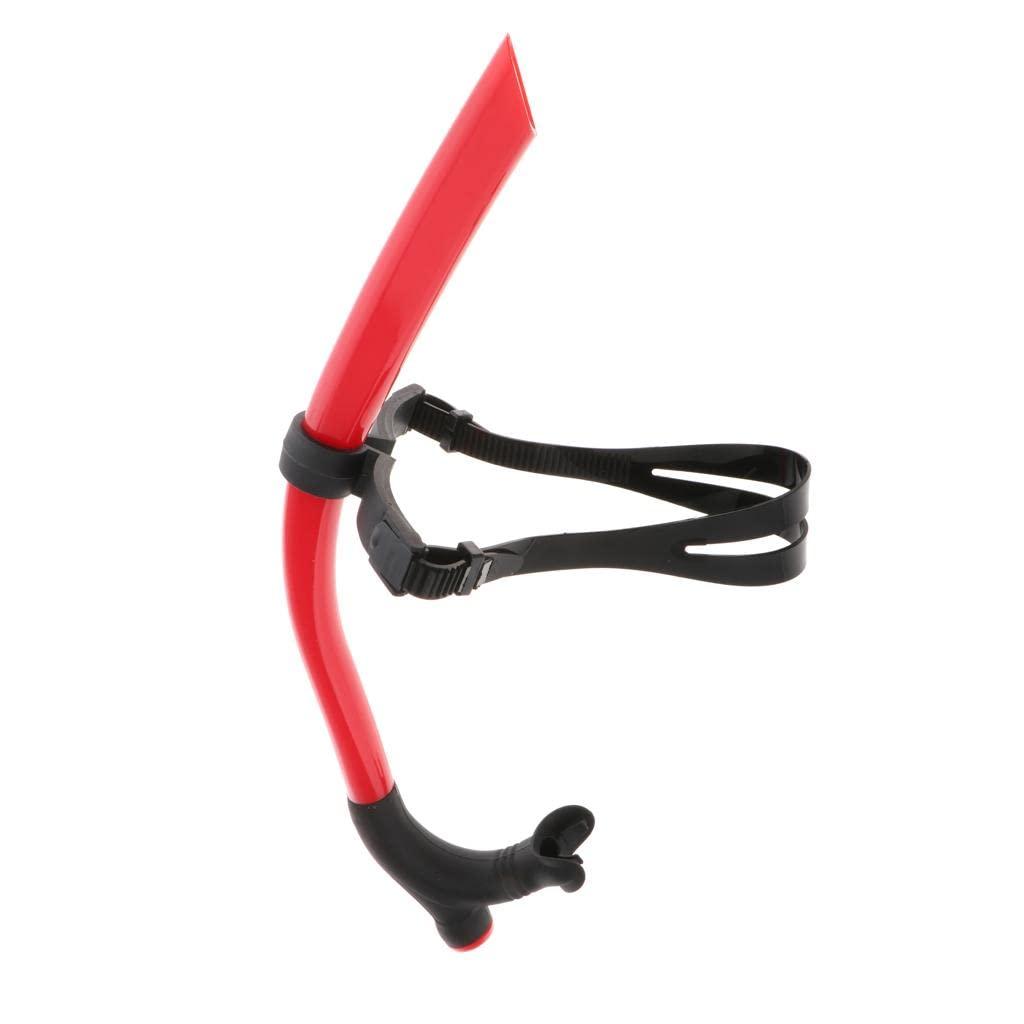 UJEAVETTE UJEAVETTE Swimming Center Snorkel Silicone Breathing Tube Adjustable Head Strap Red