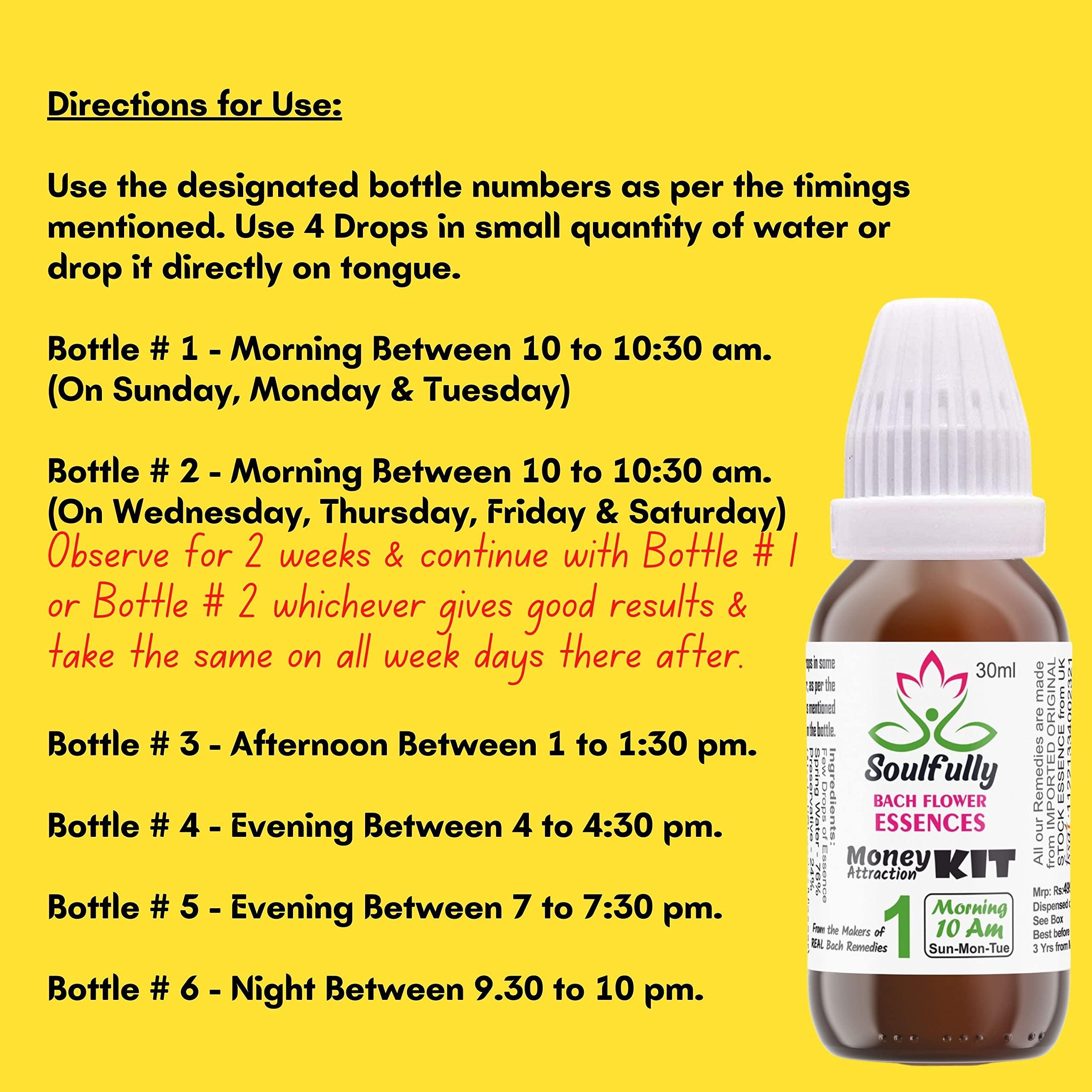 SOULFULLY SOULFULLY - Flower Therapy Remedies by Dr Edward Bach Combination for Money Attraction - Kit of Six 30ml Bottles - Tried, Tested & Proven Combination for Finance Issues