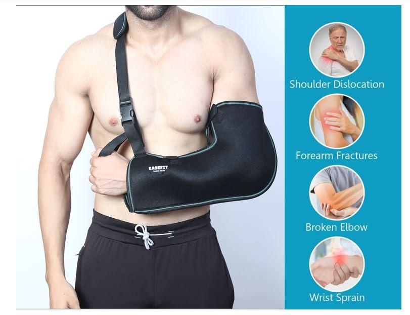 EASEFIT EASEFIT Arm Supporter Arm Sling Pouch Belt with Elbow Support, Arm Immobilizer Brace for Fracture, Sprain, Dislocation and Pain Relief Arm Support Arm Brace for Fracture and Sprain (S, Black)