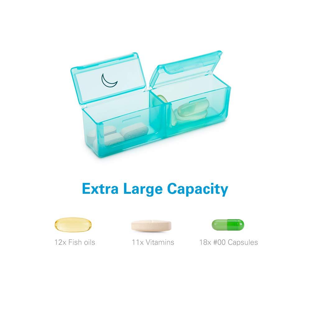 BUG HULL BUG HULL Pill Organizer 2 Times a Day, Large Weekly Pill Box AM PM, 7 Day Pill Case, Day and Night Vitamin Containers for Vitamins, Pill Holder for Supplements