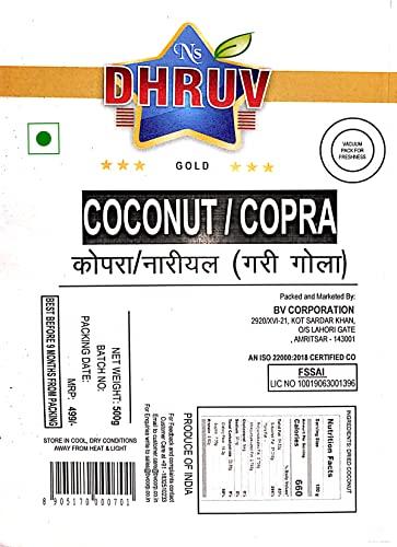 DHRUV DHRUV Gold Dried Coconut Balls | Tiptur Copra | Giri Gola | Gota Nariyal, 1Kg (2 Packs Of 500 Gm)