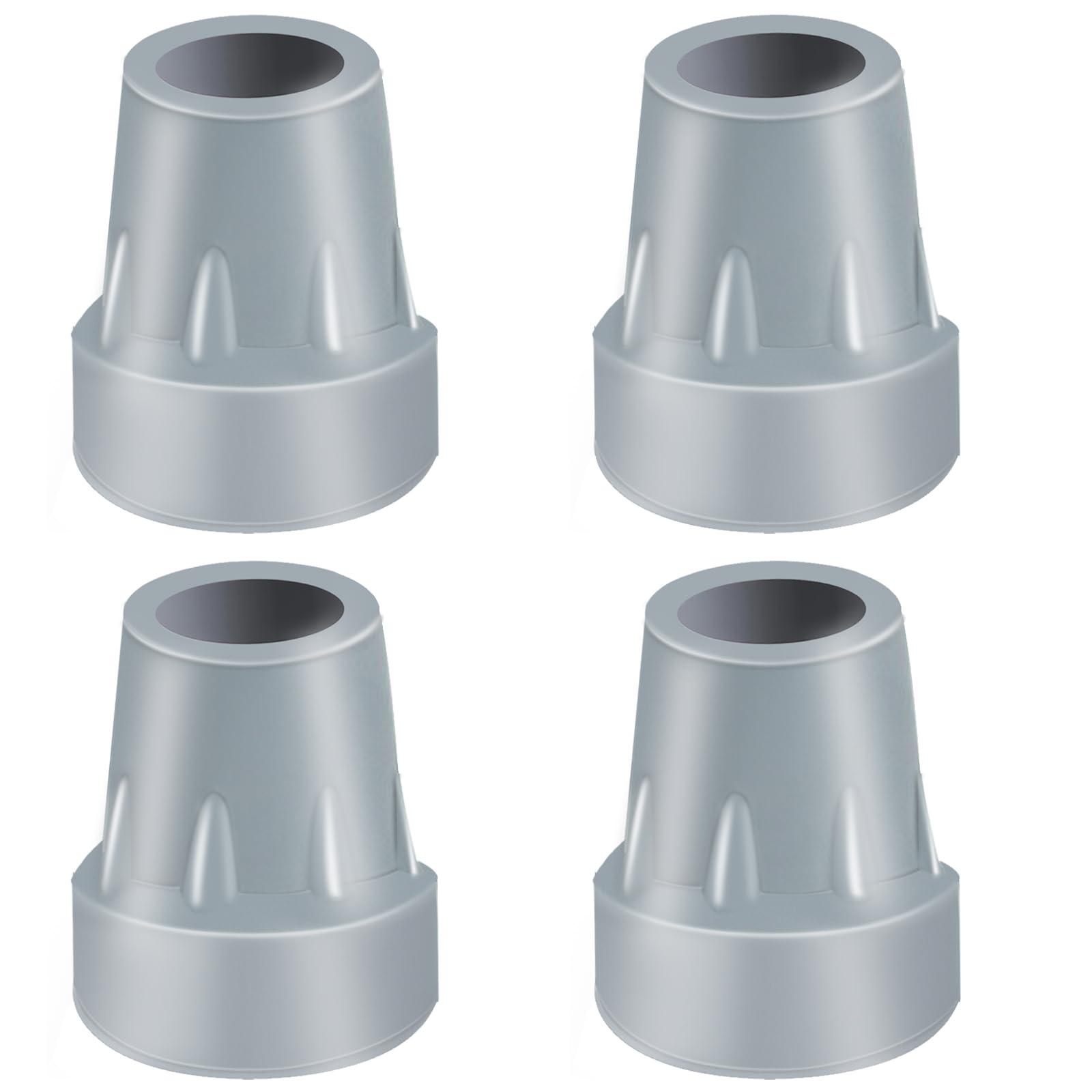 ATUOE Crutch Tips, 4 Pack 7/8 inch Heavy Duty Rubber Crutch Tips Replacement Rubber Cane Tips, Gray